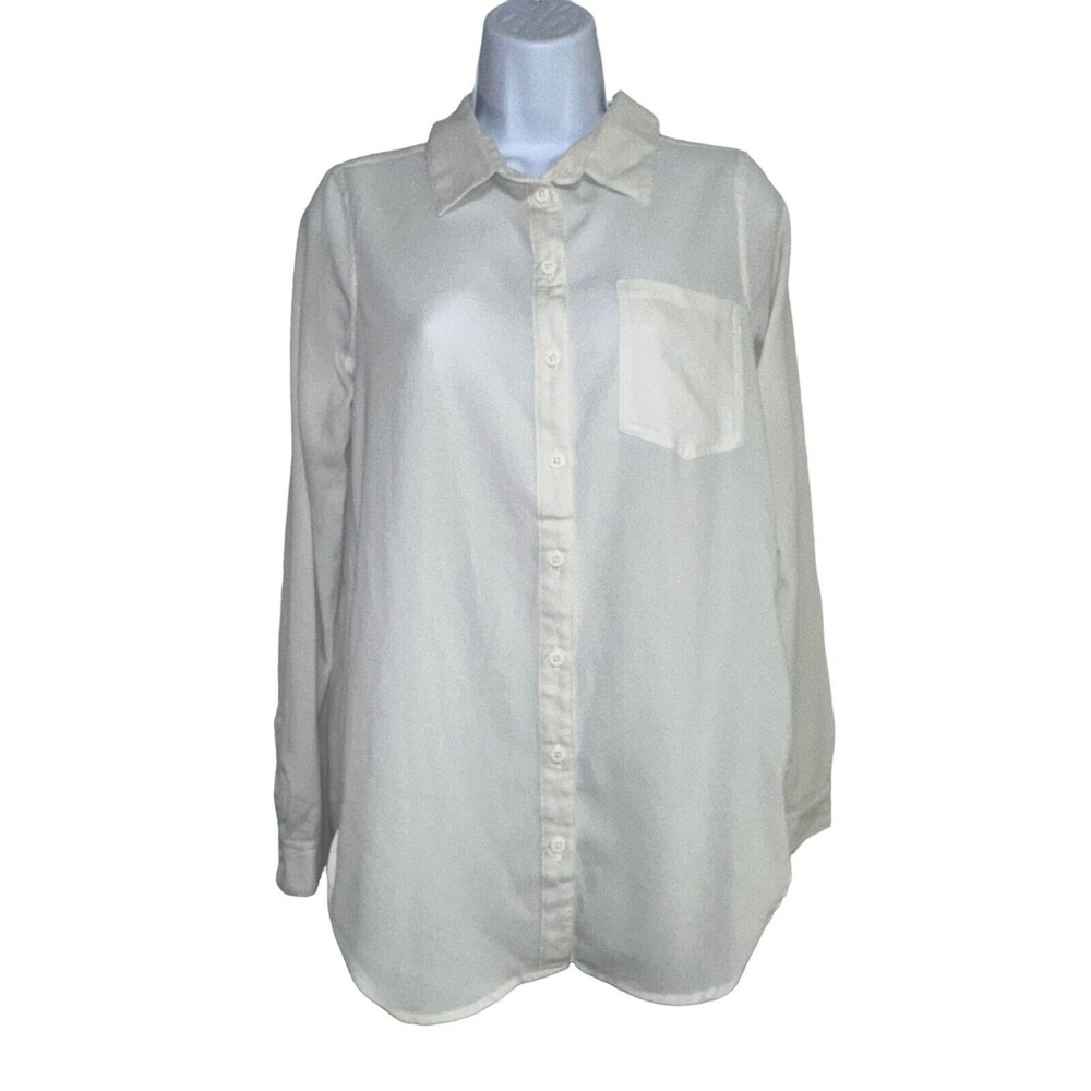 IRIS SINGER Womens Size S Sheer White Button Up Shirt Long Sleeve Collared‎